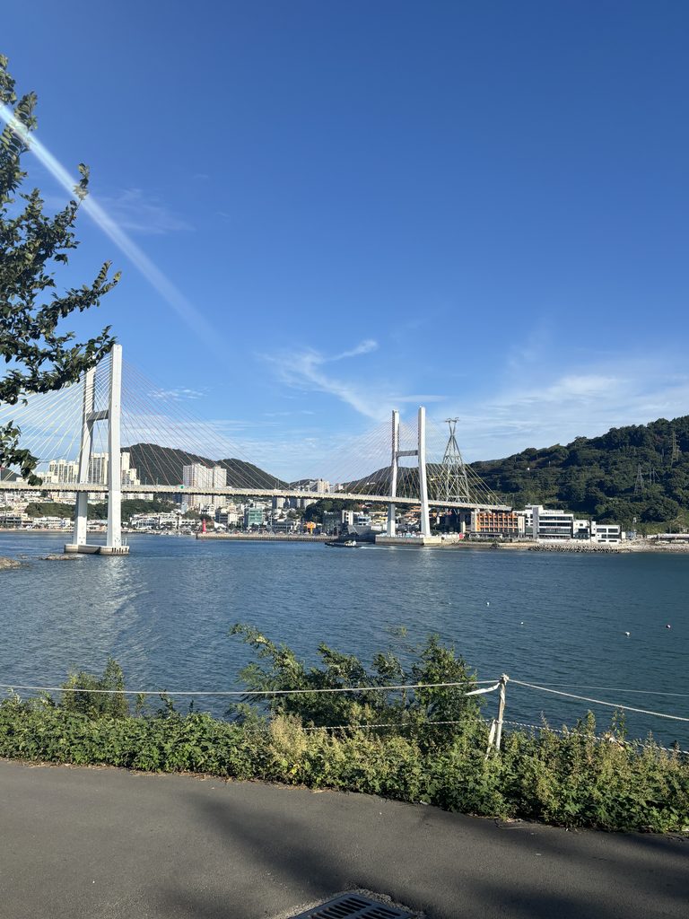 Morning sea view from Sunhill Spa Pension in Yeosu